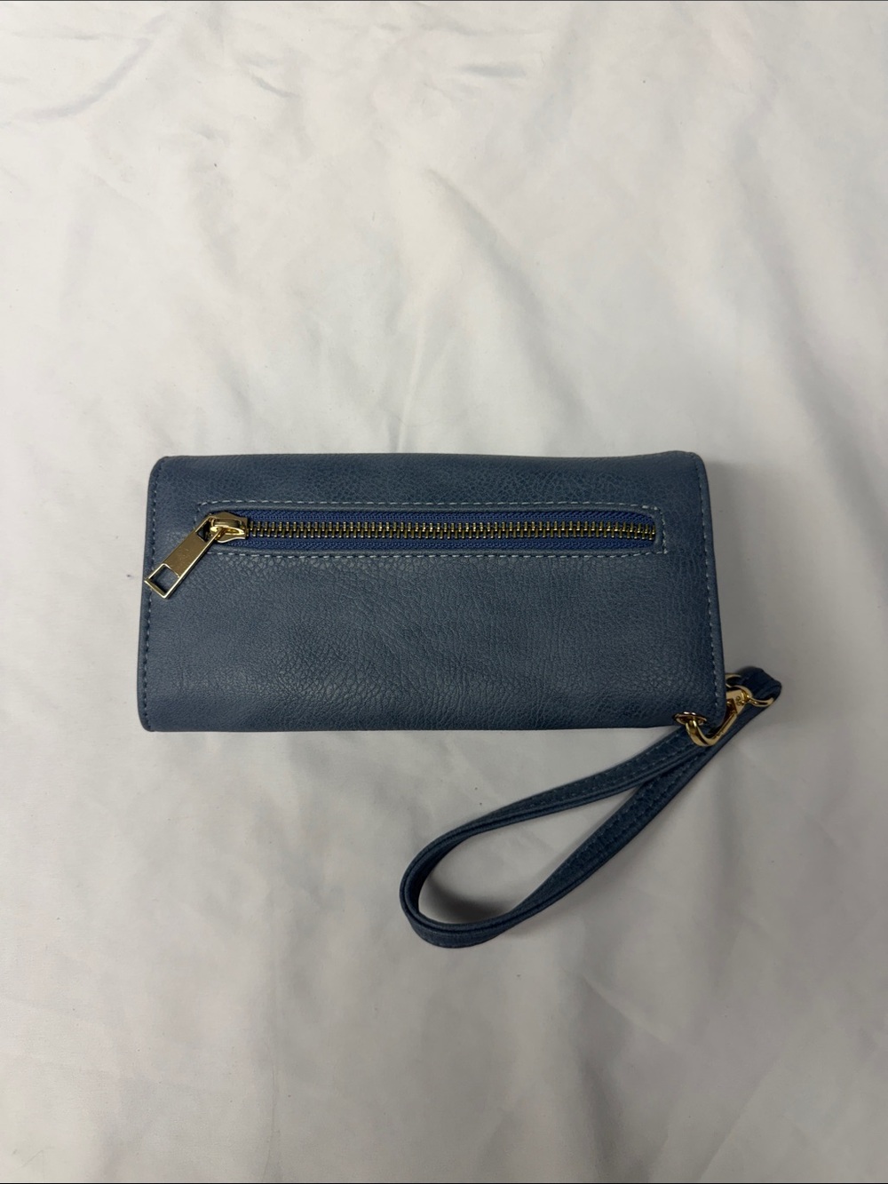 Michael Kors Denim Blue Wristlet Clutch with Gold 'M' Emblem - Picture 4 of 4